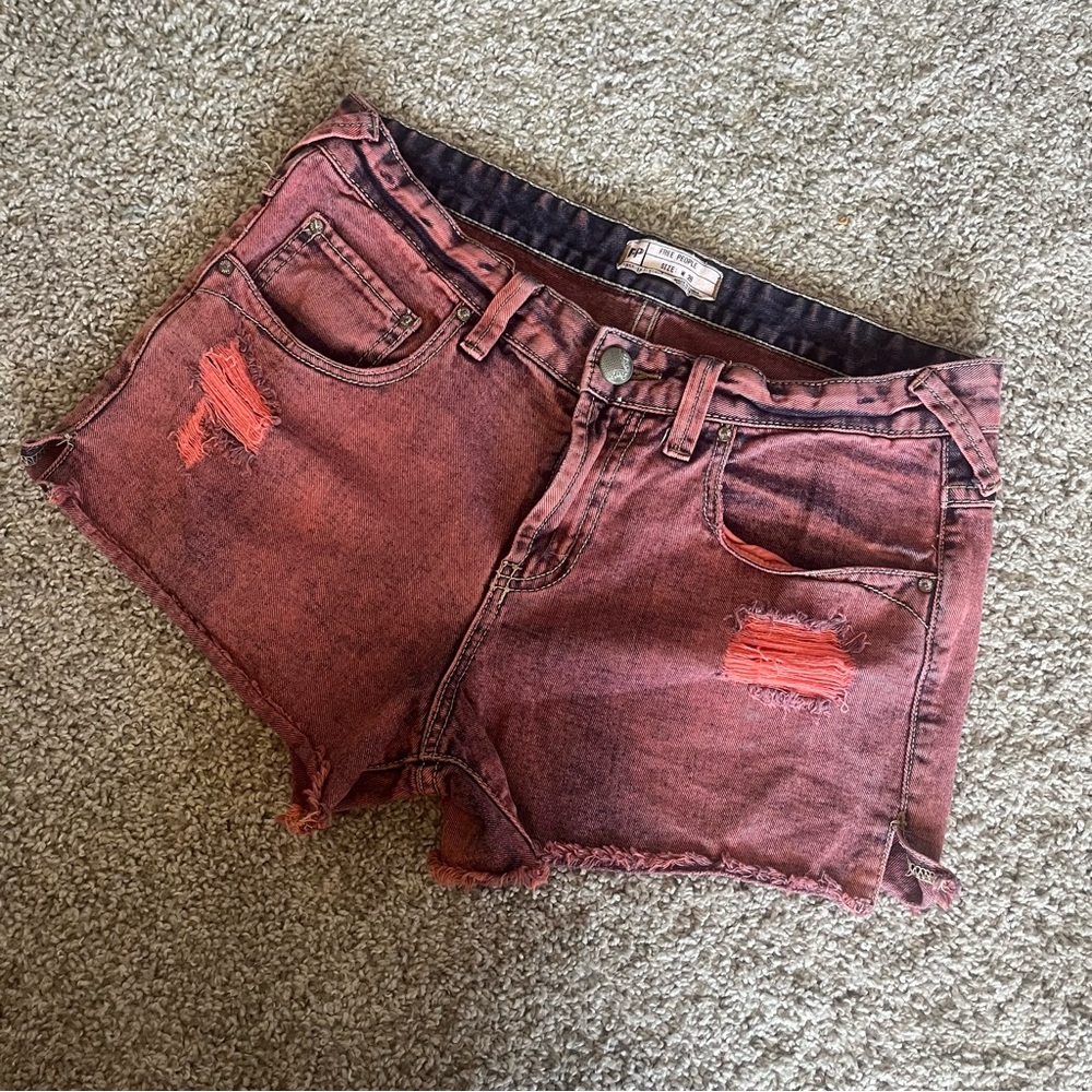 Free people | pink acid wash distress cut off shorts